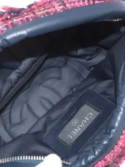 Pre-owned Chanel 2018-2019 Embossed Nylon Tweed Doudoune Belt Bag In Blue