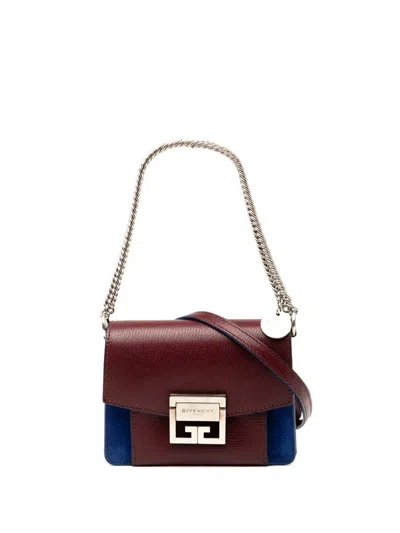 Pre-owned Givenchy 2018-2025 Mini Bicolor Goatskin And Suede Gv3 Satchel In Red