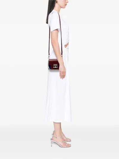 Pre-owned Givenchy 2018-2025 Mini Bicolor Goatskin And Suede Gv3 Satchel In Red