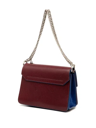 Pre-owned Givenchy 2018-2025 Mini Bicolor Goatskin And Suede Gv3 Satchel In Red