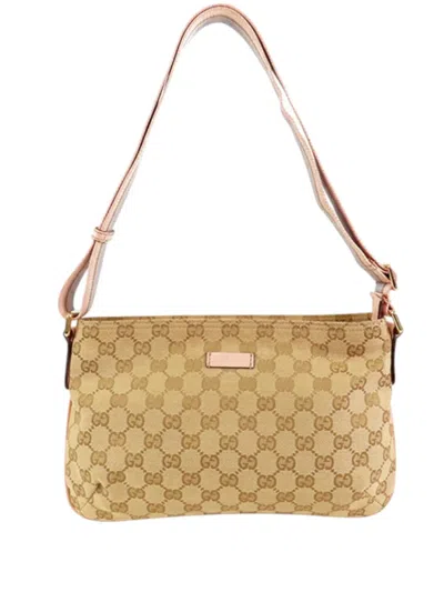 Pre-owned Gucci 2000-2015 Gg Canvas Web Crossbody Bag In Brown
