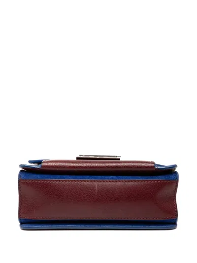 Pre-owned Givenchy 2018-2025 Mini Bicolor Goatskin And Suede Gv3 Satchel In Red