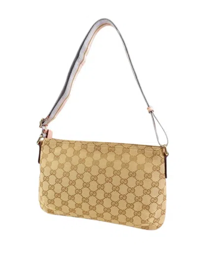 Pre-owned Gucci 2000-2015 Gg Canvas Web Crossbody Bag In Brown