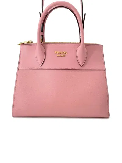 Pre-owned Prada 2013-2025 City Calf Trimmed Saffiano Paradigme Bag Satchel In Pink