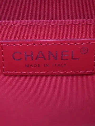 Pre-owned Chanel 2017-2018 Mini Quilted Caviar Cc Box Camera Bag Crossbody Bag In Red