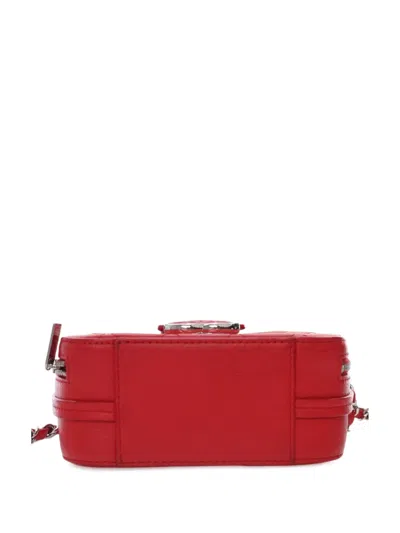 Pre-owned Chanel 2017-2018 Mini Quilted Caviar Cc Box Camera Bag Crossbody Bag In Red