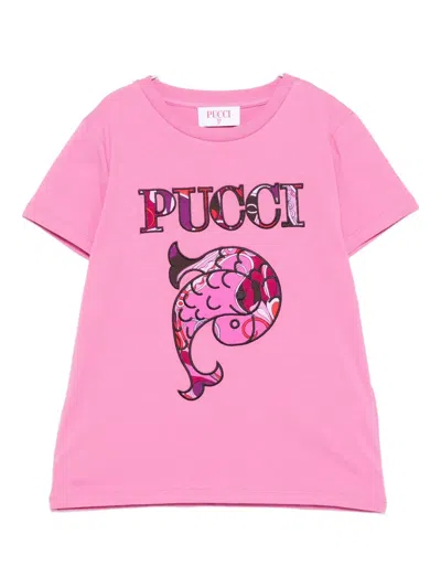 Pucci Junior Logo-print T-shirt In Pink