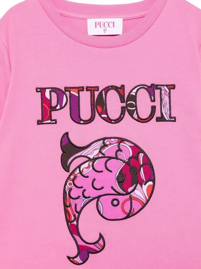 Pucci Junior Logo-print T-shirt In Pink