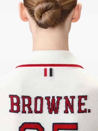 Thom Browne Intarsia Three-quarter Sleeve Polo In White