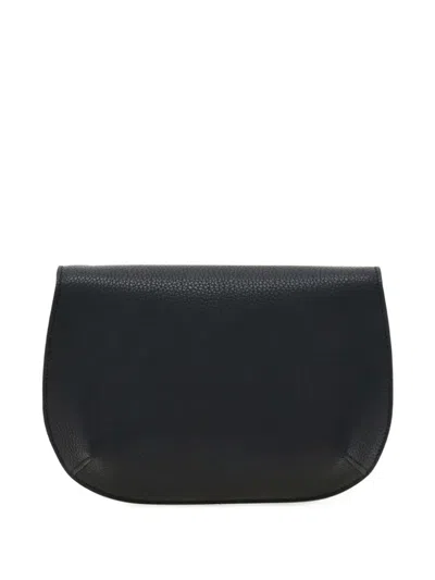 Ferragamo Double Gancini Mini Leather Shoulder Bag In Black