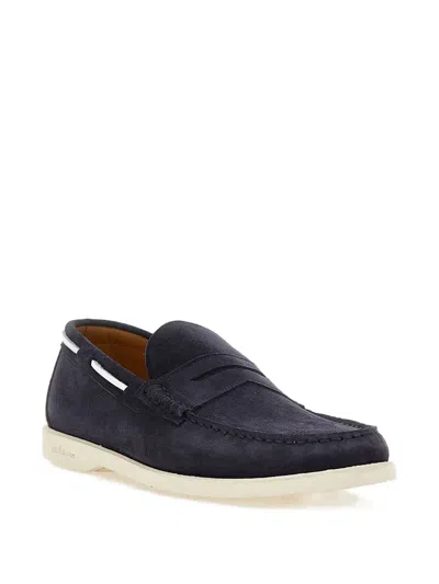 Kiton Stitching-detail Almond-toe Loafers In Blue