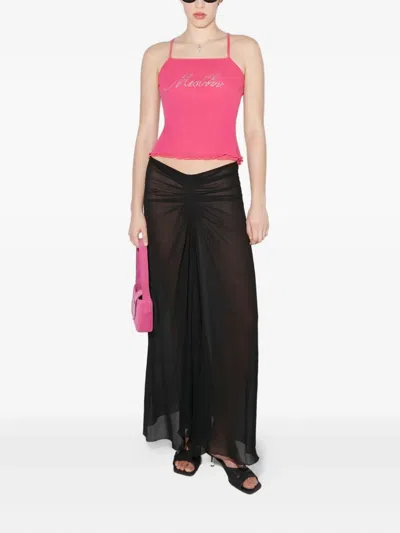 Misbhv Ruching Chiffon Maxi Skirt In Black