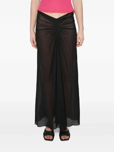 Misbhv Ruching Chiffon Maxi Skirt In Black