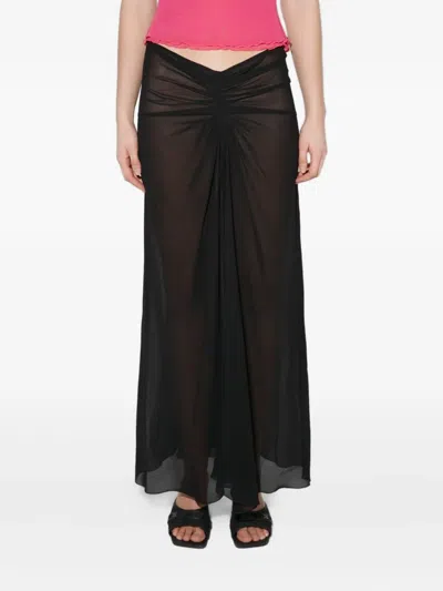 Misbhv Ruching Chiffon Maxi Skirt In Black