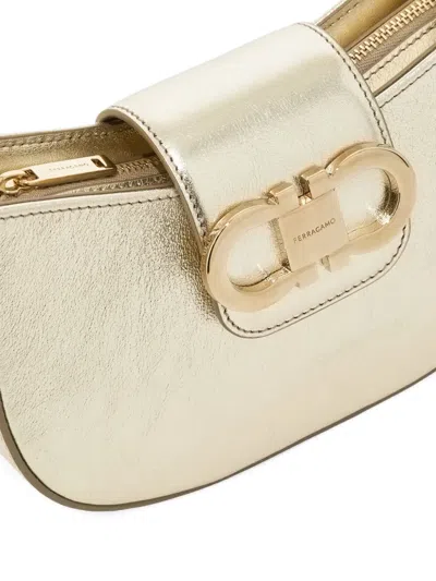 Ferragamo Double Gancini Mini Bag In White