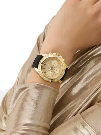 Guess Usa Crystal-embellished Chronograph 40mm In Black