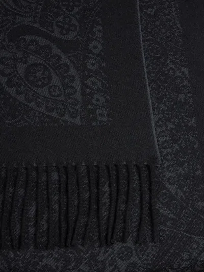 Etro Jacquard Floral Paisley-motif Scarf In Black
