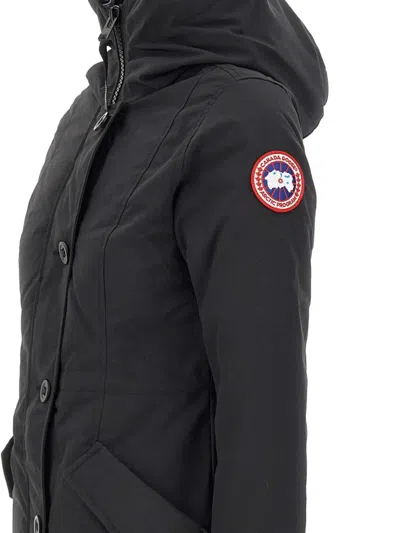 Canada Goose Rossclair Hooded Button Coat In Black