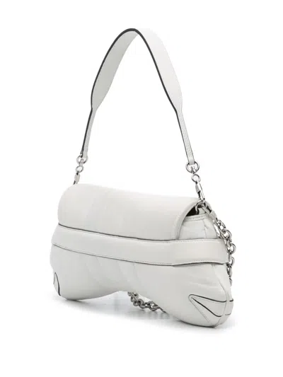 Pre-owned Gucci 2016-2025 Small Leather Horsebit Chain Satchel In White