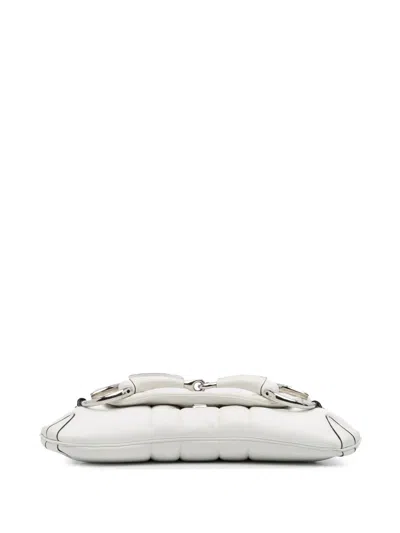 Pre-owned Gucci 2016-2025 Small Leather Horsebit Chain Satchel In White