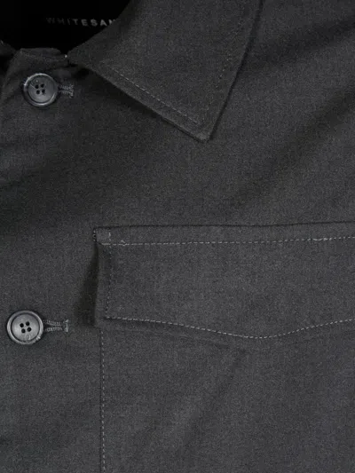 White Sand Buttoned Pockets Overshirt In Gray