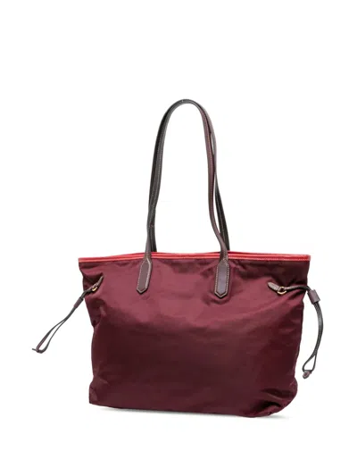 Pre-owned Prada 2010-2025 Saffiano Trimmed Tessuto Tote Bag In Red