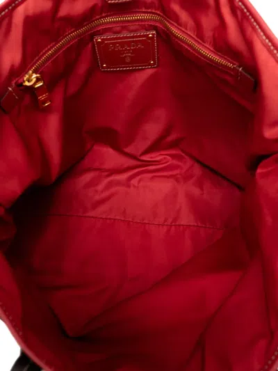 Pre-owned Prada 2010-2025 Saffiano Trimmed Tessuto Tote Bag In Red