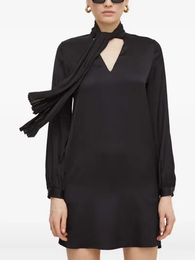 Liu •jo Pleated Tie Mini Dress In Black