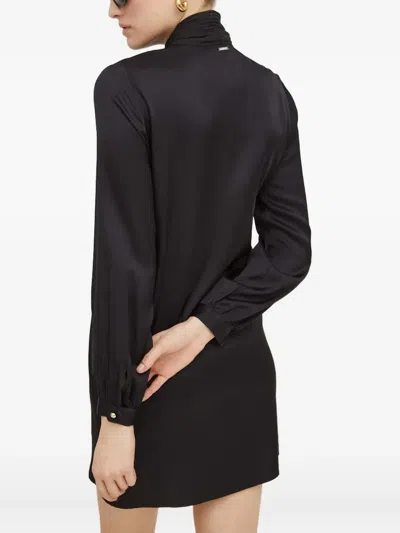 Liu •jo Pleated Tie Mini Dress In Black