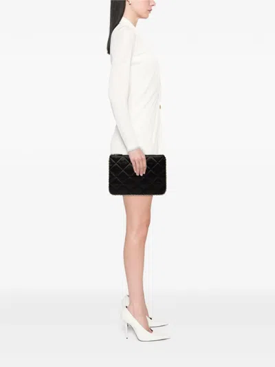 Pre-owned Chanel 2019 Cc Quilted Satin Chain Around Clutch Bag In Black