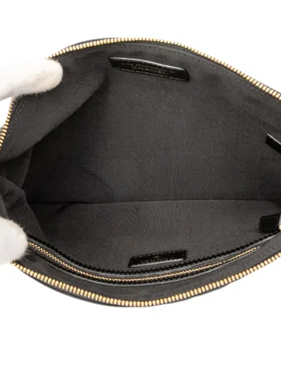 Pre-owned Chanel 2019 Cc Quilted Satin Chain Around Clutch Bag In Black