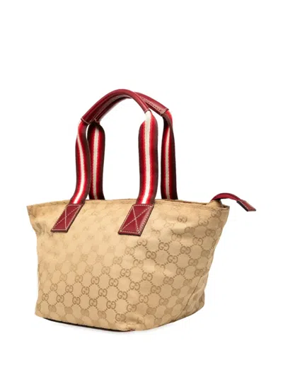 Pre-owned Gucci 2000-2015 Gg Canvas Web Handbag In Brown