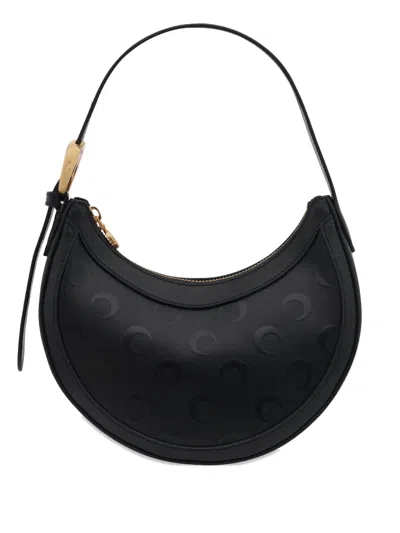 Marine Serre Mini Eclips Shoulder Bag With Embossed Pattern In Black