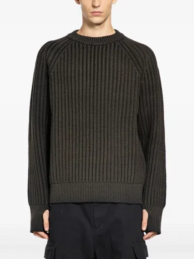 Junya Watanabe Ribbed-knit Sweater In Brown