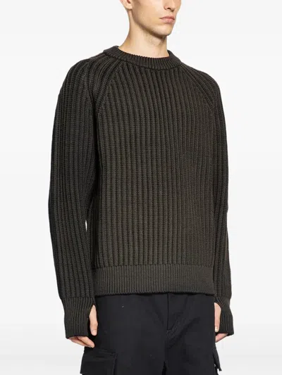 Junya Watanabe Ribbed-knit Sweater In Brown