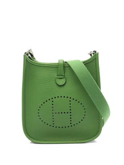 Pre-owned Hermes 2024 Evelyne Tpm Perforated Shoulder Bag In Green