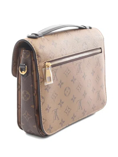 Pre-owned Louis Vuitton 2020 Monogram Pochette Metis Mm Tote Bag In Brown