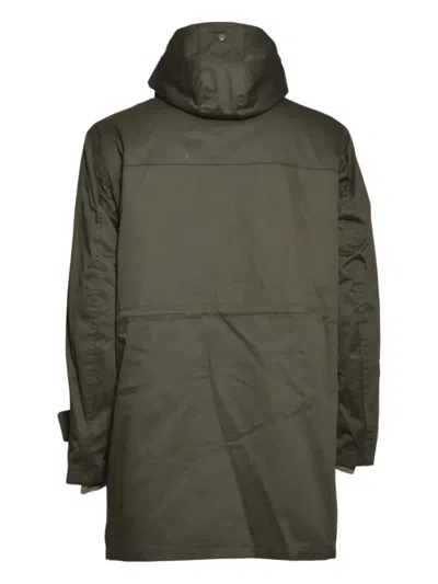 Equipe '70 Tailored Green Coat With Classic Lapel And Knee-length Design In Green