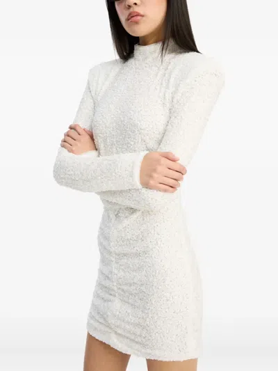 Rotate Birger Christensen Fitted Dress With High Neckline And Sequins In White