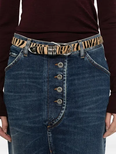 Pence Whiskering-effect Denim Skirt In Blue