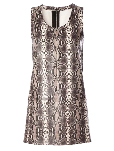 Neil Barrett Python Print Shift Dress In Brown