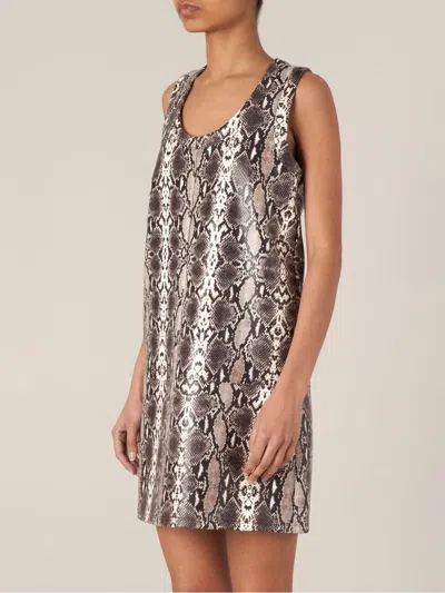 Neil Barrett Python Print Shift Dress In Brown