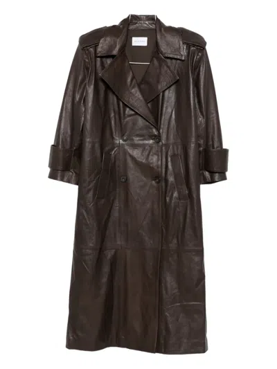 双排扣皮质外套