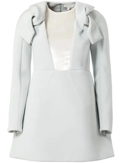 Delpozo Bow Detail Long Sleeve Dress In Blue