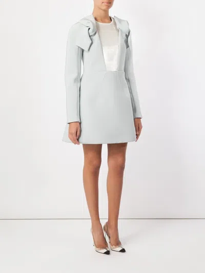 Delpozo Bow Detail Long Sleeve Dress In Blue
