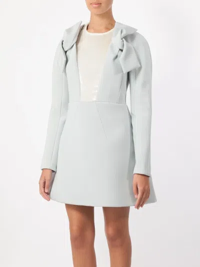 Delpozo Bow Detail Long Sleeve Dress In Blue