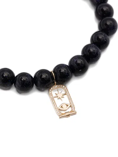 Sydney Evan 14k Yellow Gold Beaded Bracelet In Black