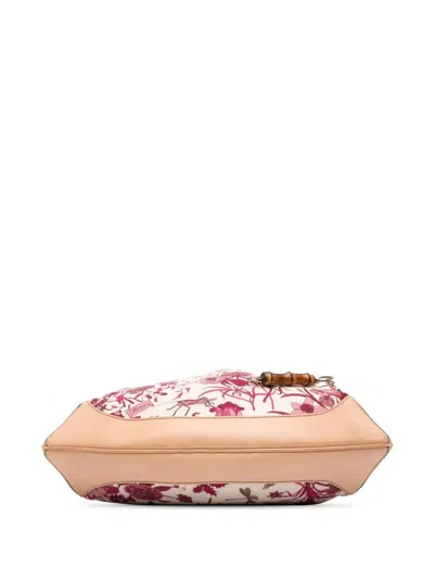 Pre-owned Gucci 2016-2025 Gg Canvas Flora Peggy Satchel In Brown