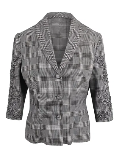 格纹西装夹克