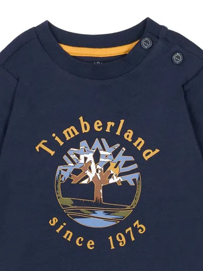 Timberland Blue T-shirt For Baby Boy With Logo In Blue